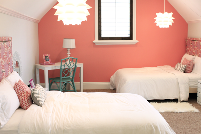 Danielle Oakey Interiors coral girls room