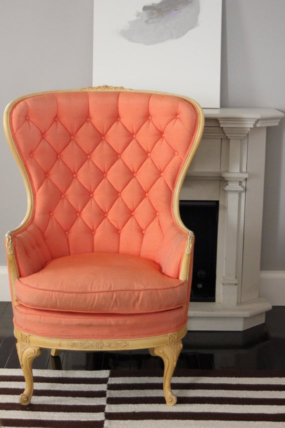 Etsy tufted coral chair