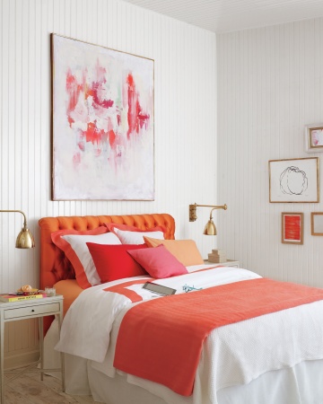 Martha Stewart coral accents in bedroom