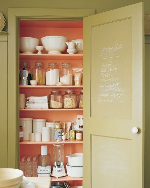 Martha Stewart coral pantry shelves