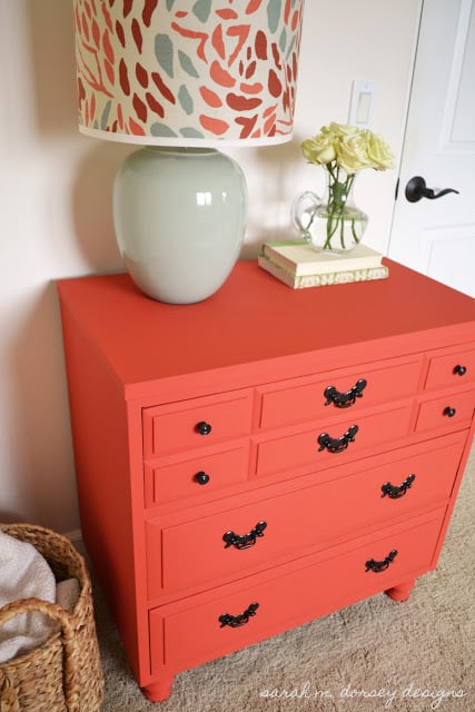 Sarah M Dorsey Designs bright coral dresser