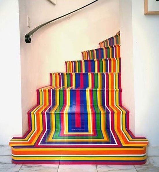 Architecture Art Designs rainbow stripe stairs
