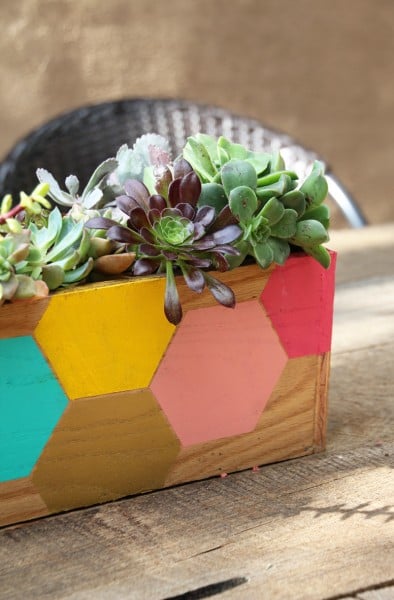 build and stencil a hexagon box planter, Pepper Design Blog