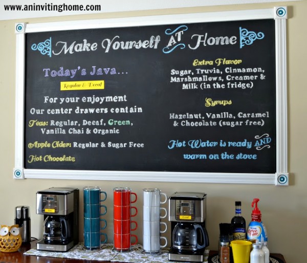 organized self-serve home coffee bar