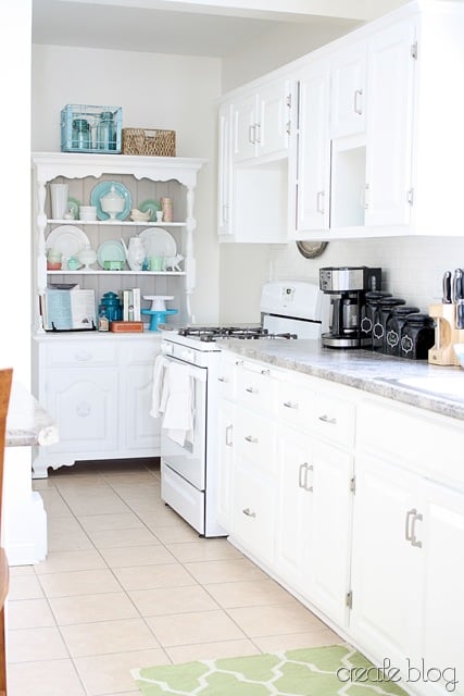 one wall kitchen floor plan - white kitchen remodel reusing old thrifted cabinets