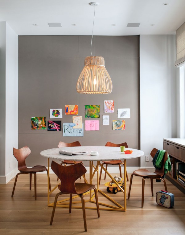 Tips for Designing Kids' Spaces | Dining Area Art Gallery on Remodelaholic.com