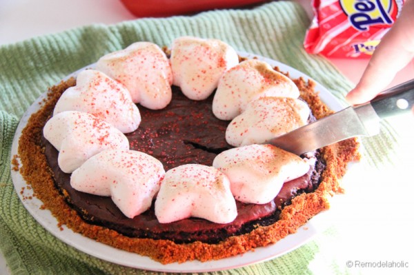 Fudge Brownie S'more Pie using Peeps