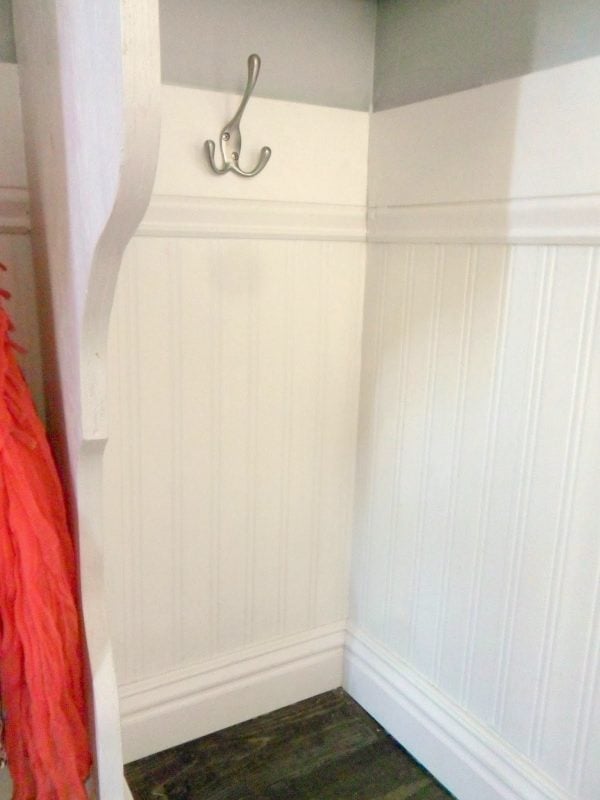 beadboard entryway mudroom cubby shelving, Home Heart and Hands featured on Remodelaholic