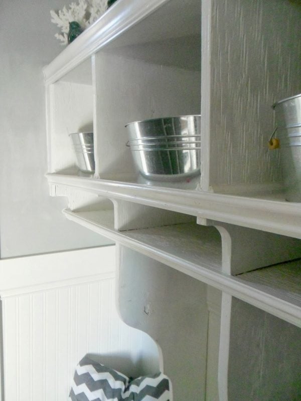 double shelves in entryway, Home Heart and Hands featured on Remodelaholic