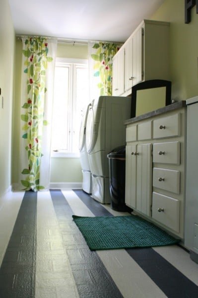 low cost laundry room makeover, featured on Remodelaholic