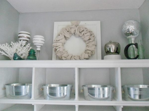 upper shelves of mudroom cubbies, Home Heart and Hands featured on Remodelaholic