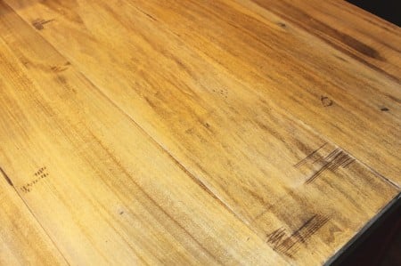 details of faux reclaimed wood countertops, The Ragged Wren on Remodelaholic