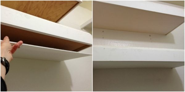 foam core on the bottom of floating shelves in master closet, My Love 2 Create on Remodelaholic