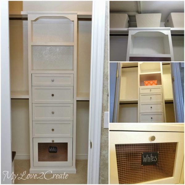 master closet tower with storage and shelves, My Love 2 Create on Remodelaholic