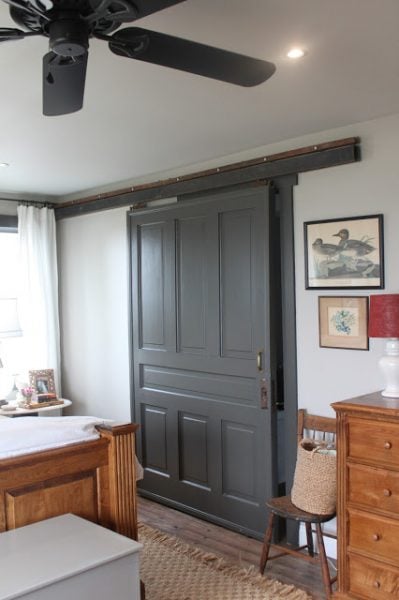 master closet with sliding barn door on Remodelaholic.com