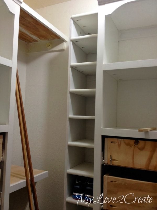 shoe shelf installed in master closet, My Love 2 Create on Remodelaholic