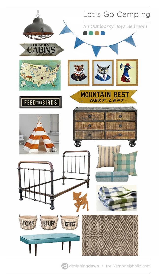 Outdoorsy Boy's Bedroom Mood Board | DesigningDawn on Remodelaholic.com #boysroom #kids #camping