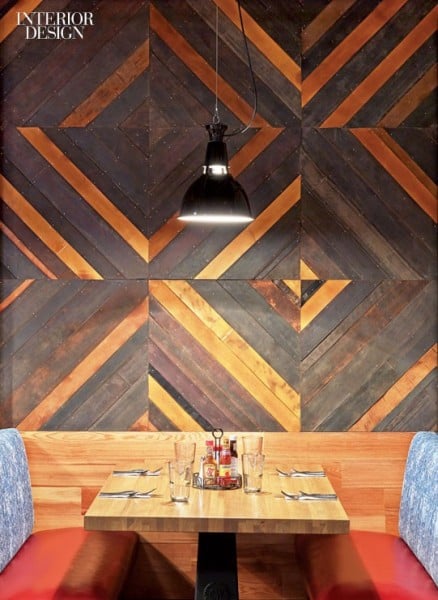 diagonal planked tile wall