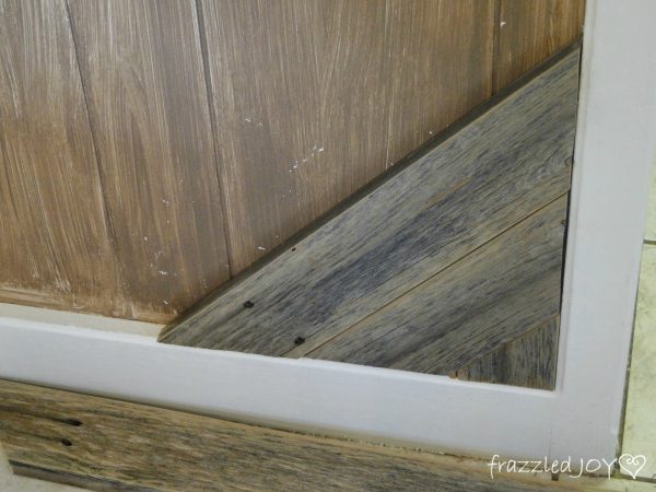 how to add rustic reclaimed wood planks to a kitchen island 04, Frazzled Joy on Remodelaholic