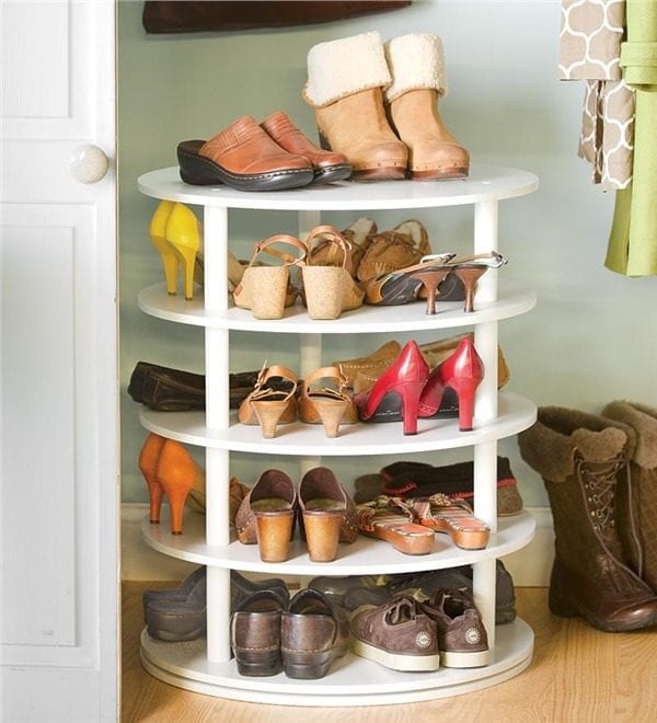 rotating shoe rack DIY inspired by Plow&Hearth