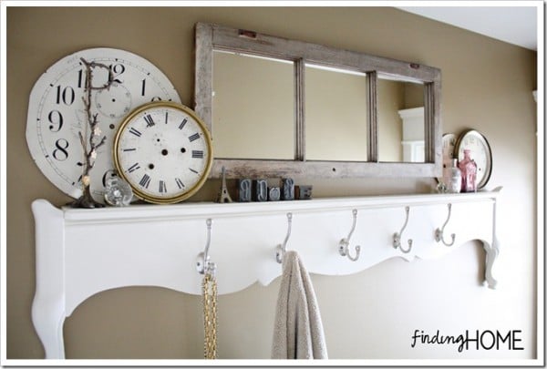 Finding Home - old window mirror for bathroom - via Remodelaholic