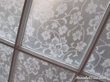 inexpensive DIY privacy window covering with lace, Annabel Vita on Remodelaholic