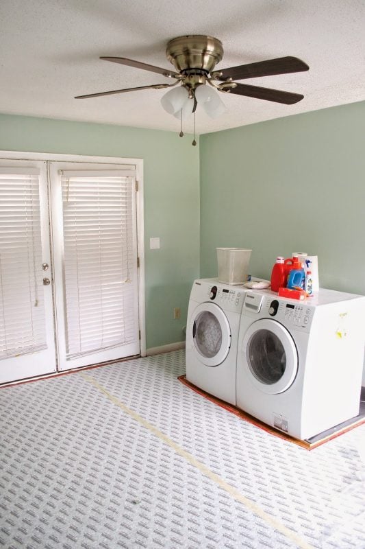 painting and putting carpet in the laundry room, Seesaws and Sawhorses on Remodelaholic