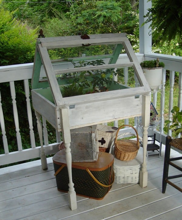 via Robo Margo - outdoor greenhouse table from old windows - via Remodelaholic