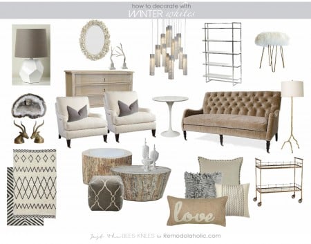 decorating with Winter Whites from Just The Bees Knees for Remodelaholic.com